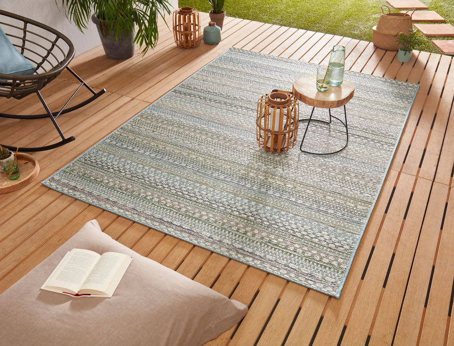 NorthRugs lotus pine pastel Blue, Multicoloured Living Room Rug.
