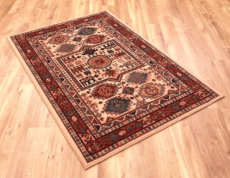 Mastercraft kashqai 4306 100 Green, Yellow, Beige, Multicoloured, Red Living Room Wool Rug.