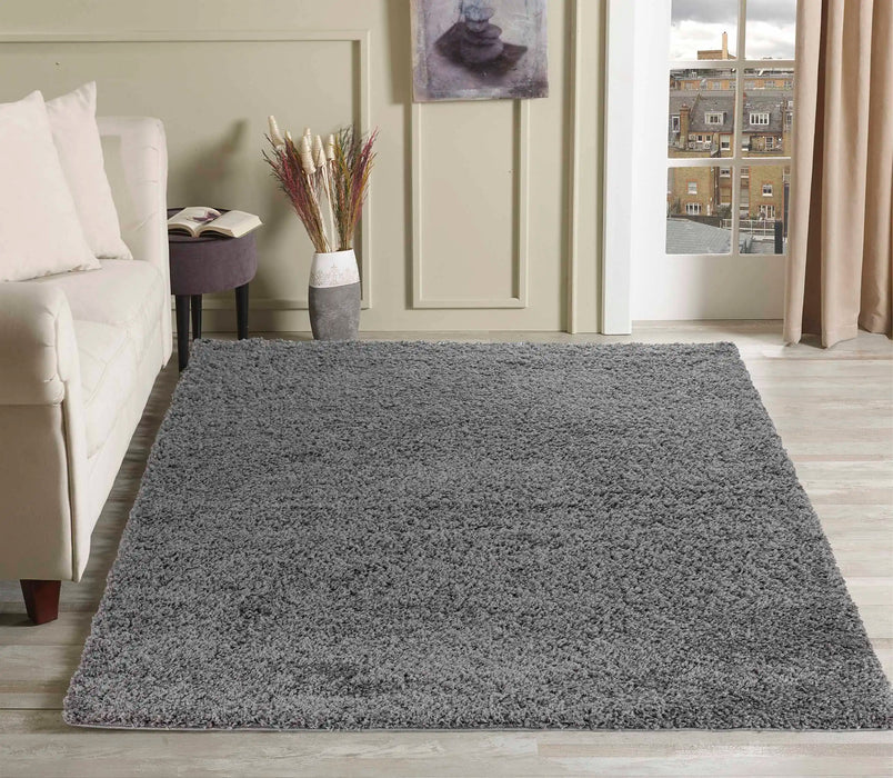 Serdim Rugs oxford 912 silver grey Grey Living Room Shaggy Rug.