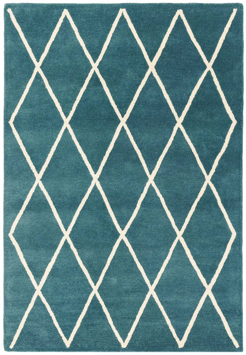Asiatic albany asiatic diamond teal Blue, Teal Living Room Geometric Rug.