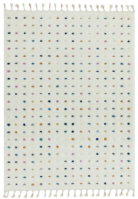 Asiatic ariana ar02 dotty multi Ivory, Multicoloured Living Room Rug.