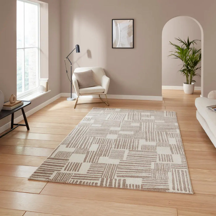 Catherine Lansfield Blocks Modern Abstract Natural Rug