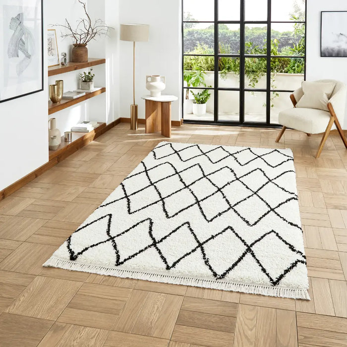 Boho 8280 White/Black Berber Rug