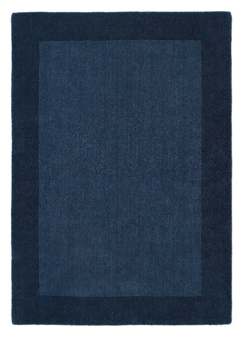 Origins borders navy Blue, Navy Living Room Wool Rug.