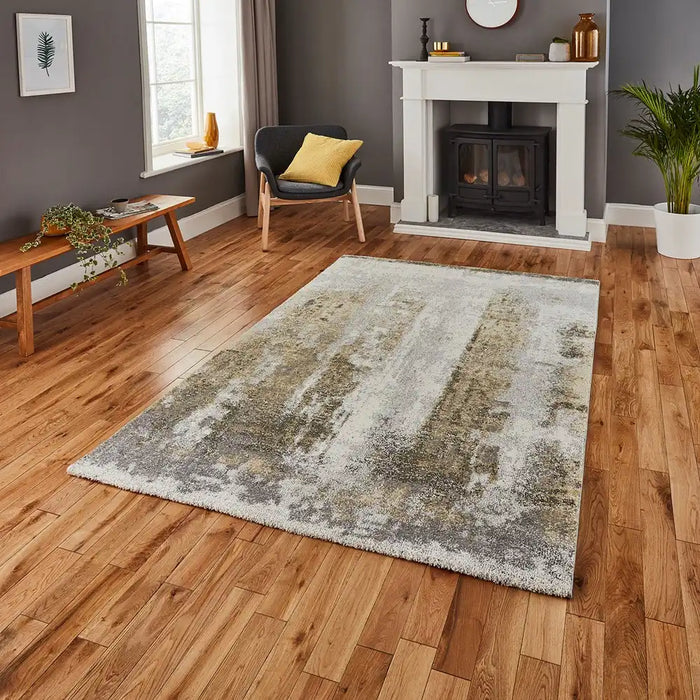 Think Rugs brooklyn 8595 ivory yellow Yellow, Ivory Living Room Rug.