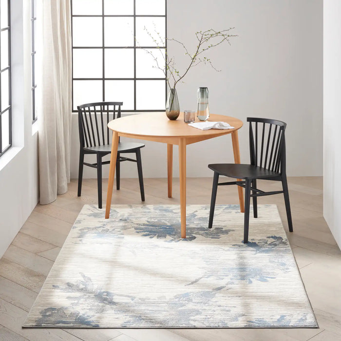 Calvin Klein ck005 enchanting ech01 ivory grey blue Blue, Grey, Ivory, Multicoloured Living Room Rug.