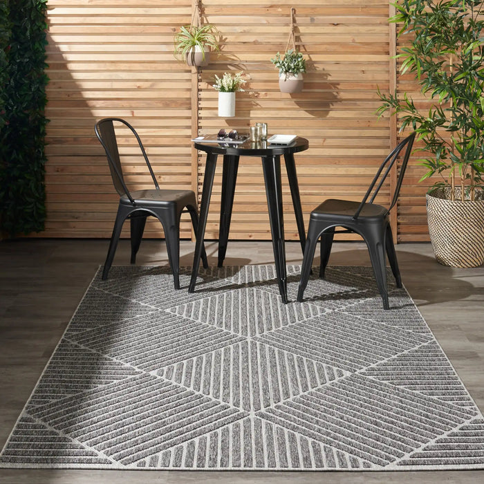 Nourison cozumel outdoor czm05 dark grey Grey Living Room Geometric Rug.