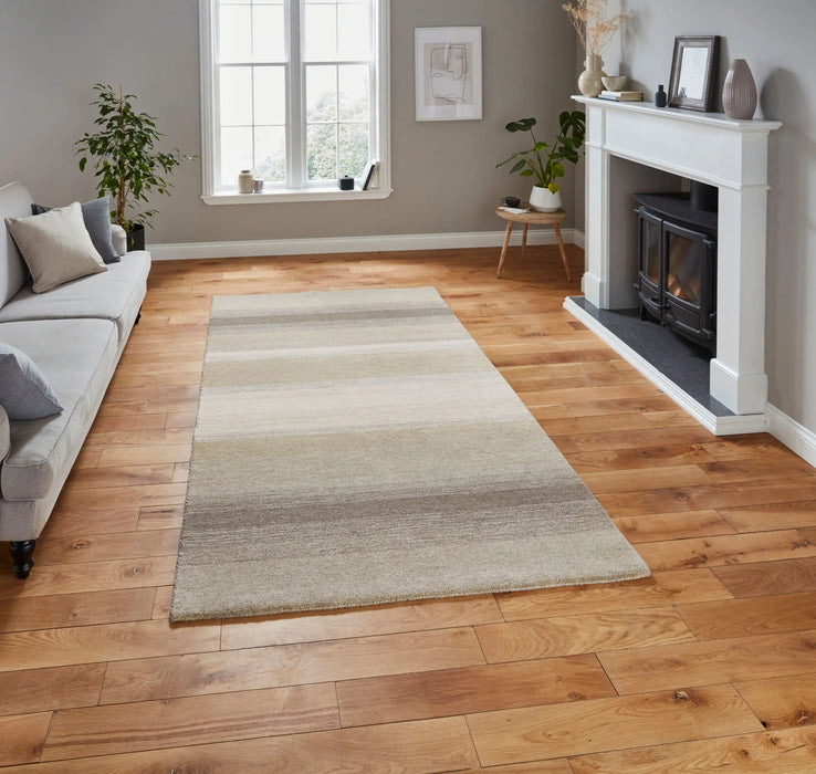 Think Rugs think elements el2267 natural Brown, Beige Wool Rug.