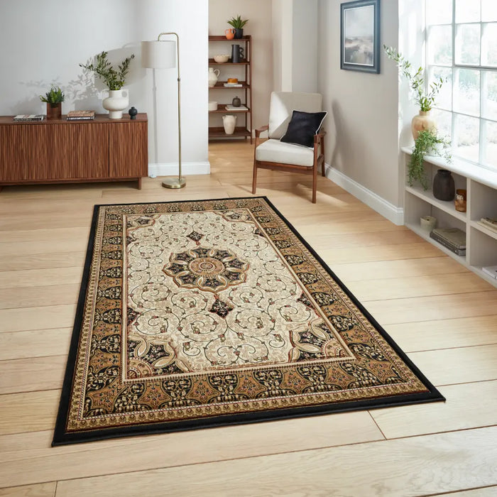 Heritage 4400 Black Cream Rug