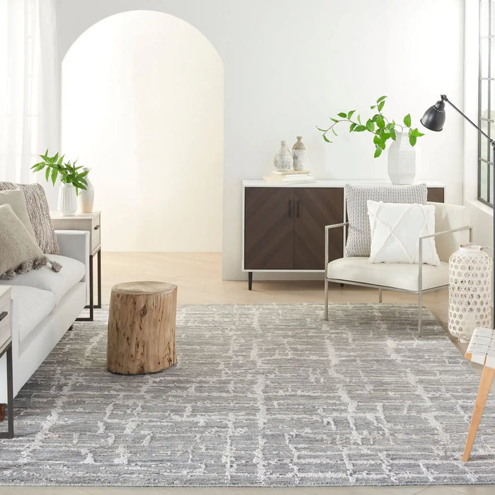 Nourison Delivered in 6 weeks USA luna lun02 grey silver Grey Living Room Striped Rug.