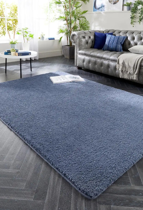 Origins my lux smoke blue Blue Living Room Rug.