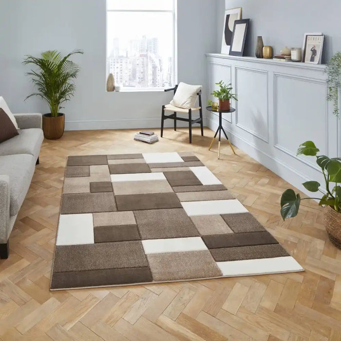 Think Rugs matrix think mt61 beige brown Brown, Beige Living Room Rug.