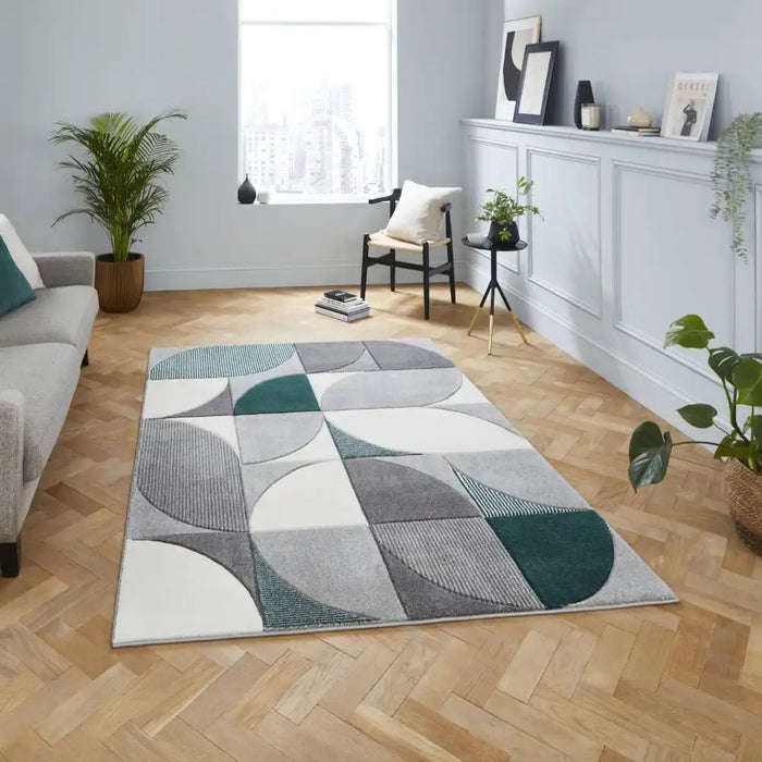 Think Rugs matrix think mt63 grey green Green, Grey Living Room Rug.