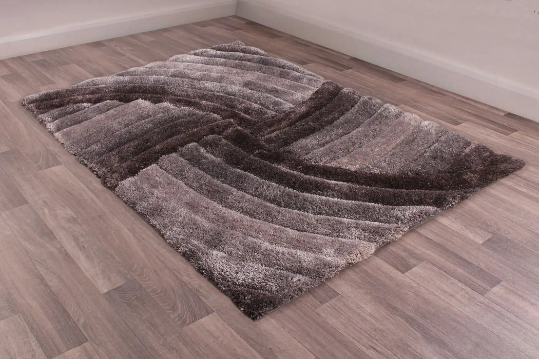 URCO 3d carved mumbai grey Grey Living Room Geometric Rug.