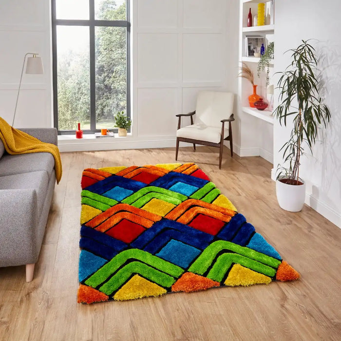 Think Rugs shaggy noble house 8199 multi Multicoloured Rug.