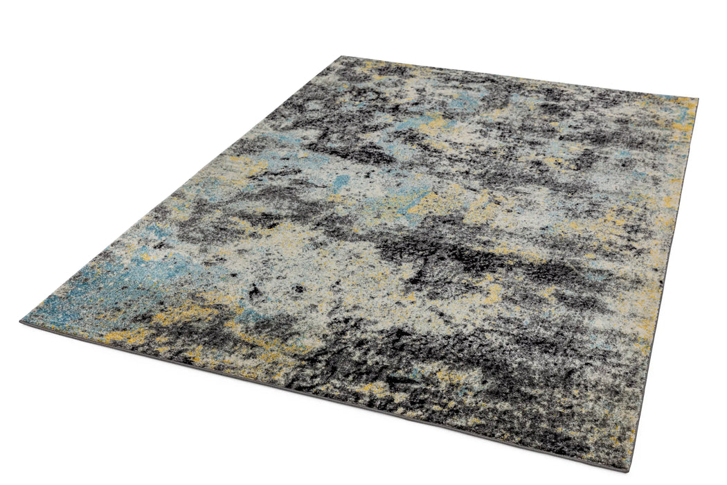 Asiatic nova nv32 abstract blue Blue, Grey, Multicoloured Living Room Rug.