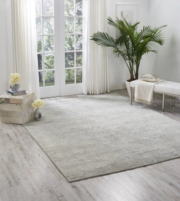 Nourison ocean ocs01 mist Grey Living Room Wool Rug.