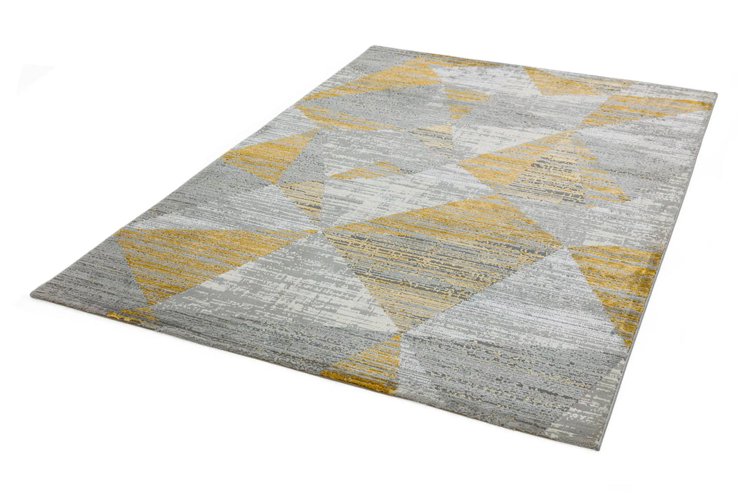 Asiatic orion or12 blocks yellow Grey, Yellow Living Room Rug.