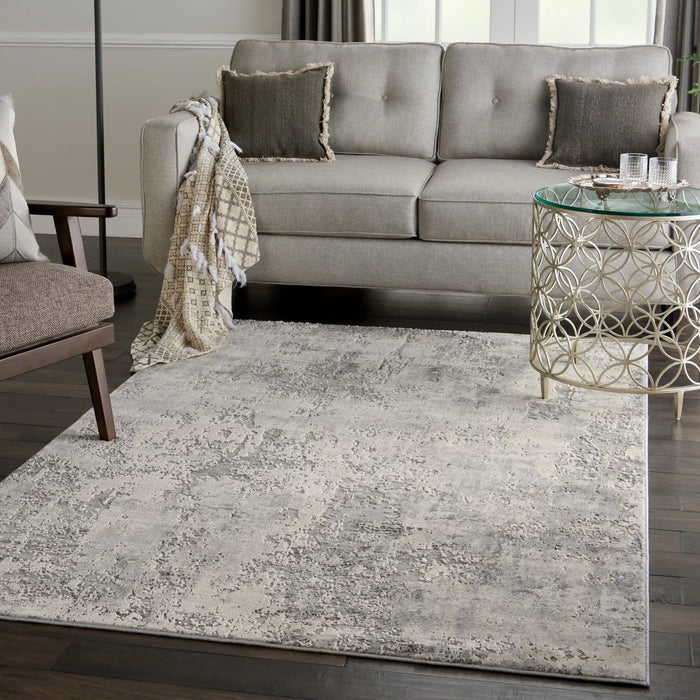 Nourison rustic textures rus07 grey beige Grey, Beige Living Room Rug.