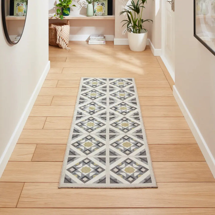 Victoria H1187 Grey/Yellow Washable Rug