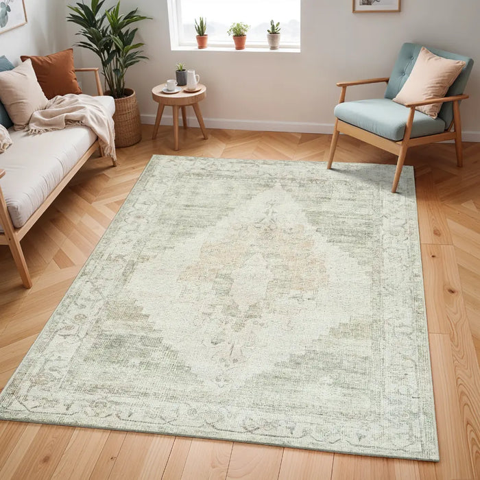 ANIKA Becki Owens x Livabliss Vintage Traditional Oriental Boho Sage Green Rug