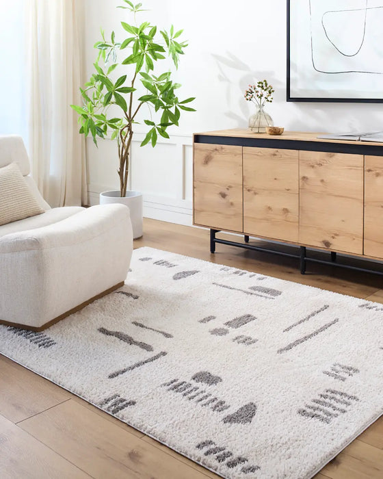 SOLINE Machine Washable Modern Shaggy Charcoal Rug