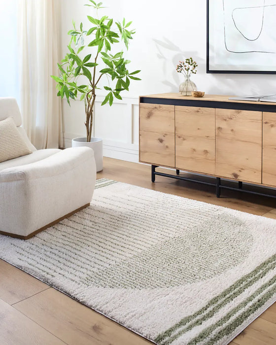 ENSO3 Machine Washable Modern Shaggy Grass Green Rug