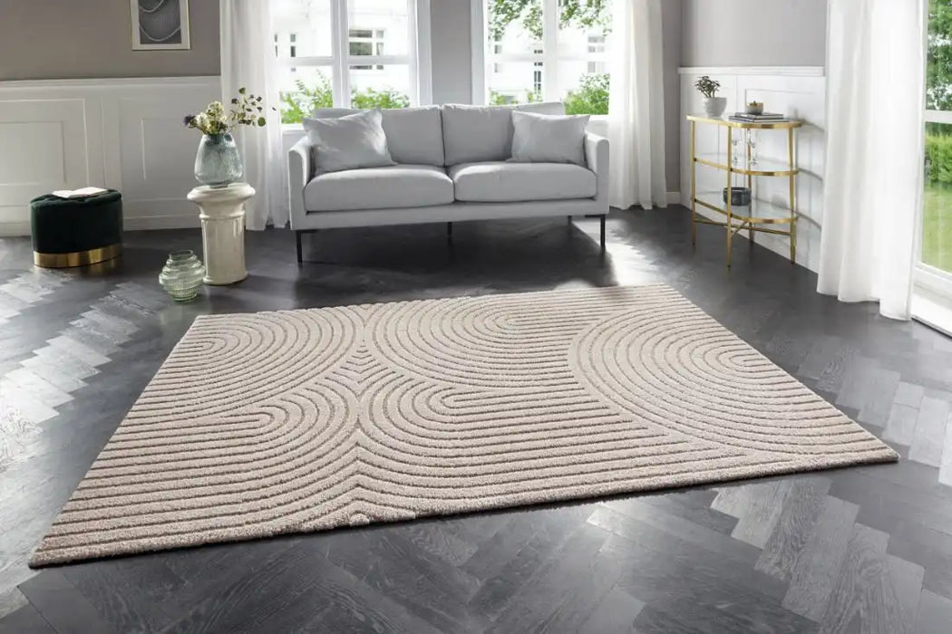 Elle Decoration new york hans 105084 cream beige Beige, Ivory, Cream Living Room Geometric Rug.