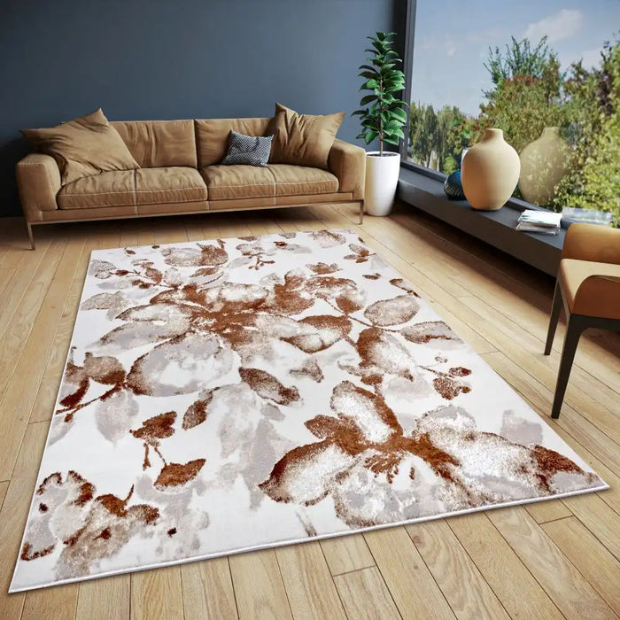 Hanse Home shine 105821 white brown Brown, Ivory Living Room Rug.