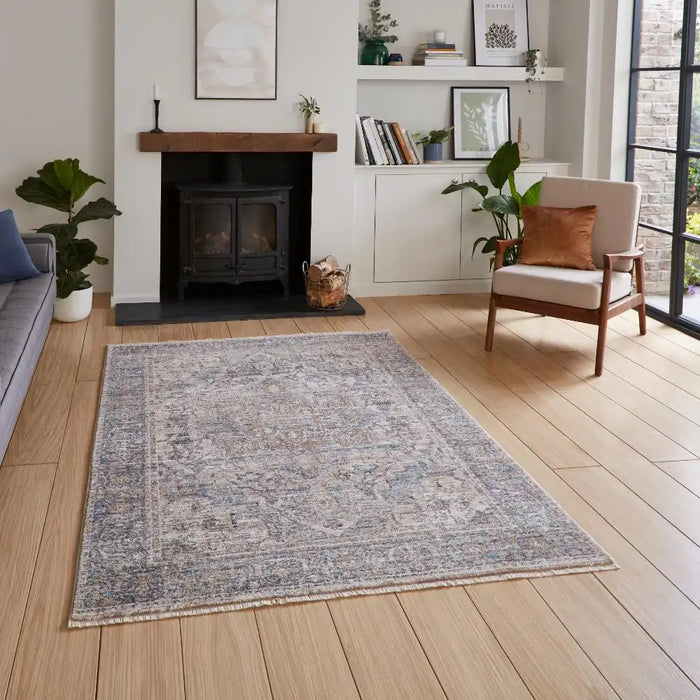 Think Rugs vintage think 35018 blue Blue Living Room Rug.