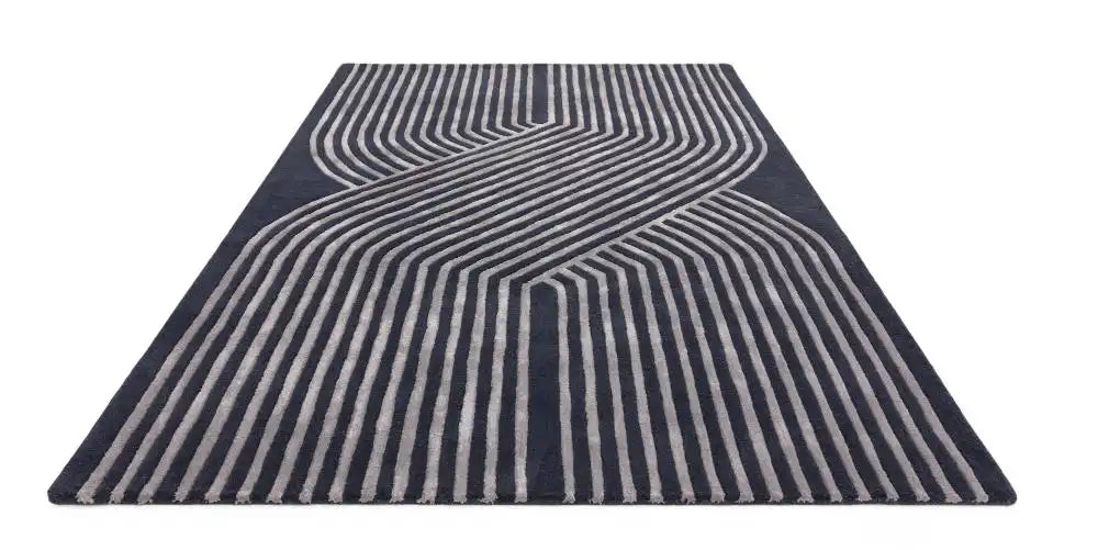 Asiatic matrix asiatic 97 solstice navy Blue, Navy Living Room Wool Rug.