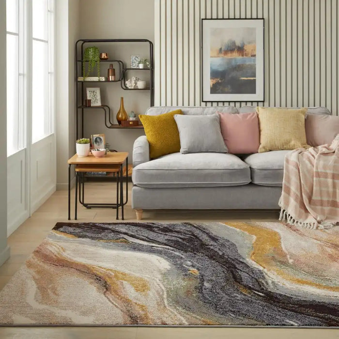 Concept Looms amara ama102 pearl midnight Brown, Grey Living Room Rug.