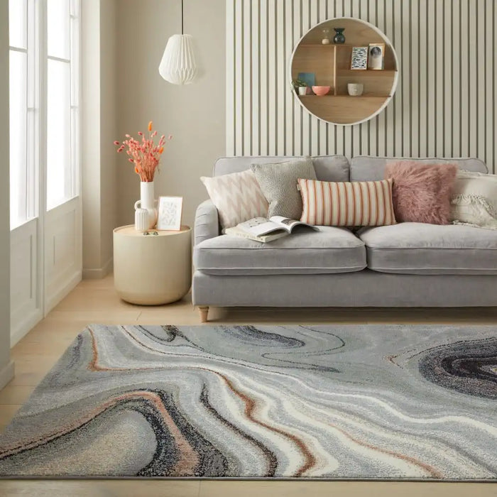 Concept Looms amara ama104 sage grey Grey, Ivory, Multicoloured Living Room Rug.