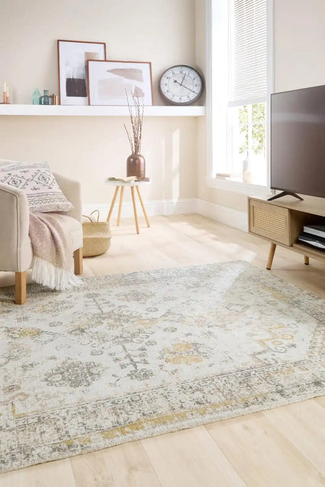 Origins vogue grey ochre Grey, Yellow Living Room Rug.