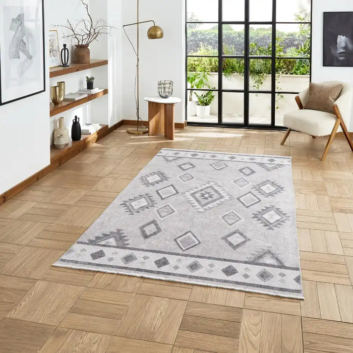 Think Rugs whisper think washable h1066 grey Grey Living Room Washable Rug.