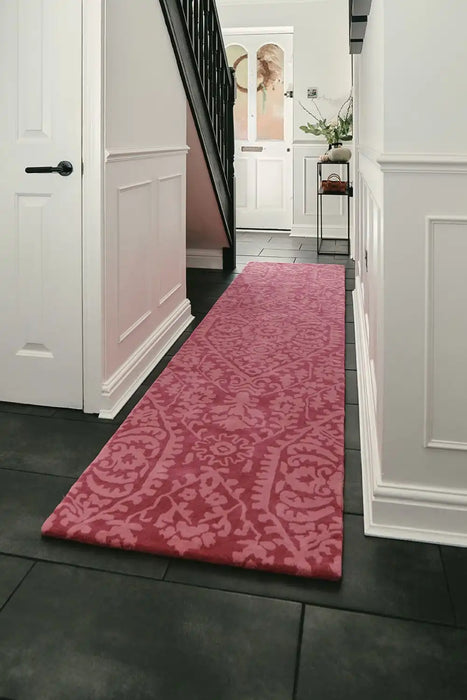 Woven Edge woven edge runners lucia c4 pink Pink Living Room Wool Rug.