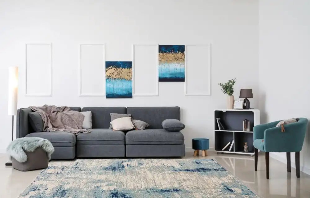Asiatic nova nv36 nova mirage Blue, Cream Living Room Rug.