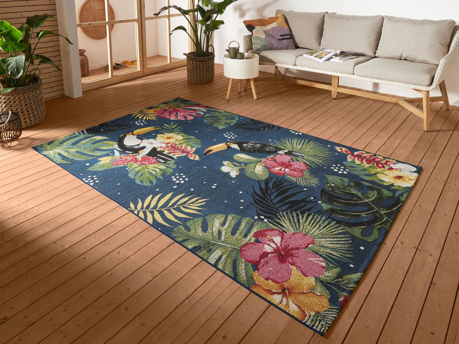 Hanse Home flair tropical dream blue Blue, Multicoloured Living Room Floral Rug.