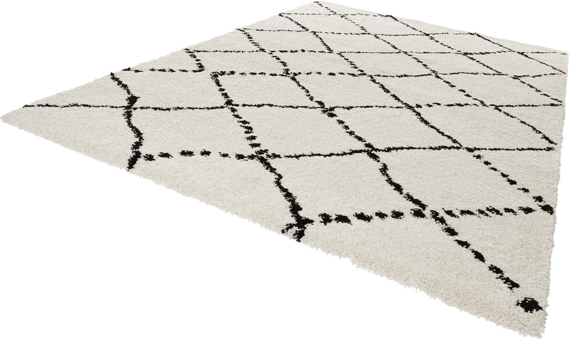 Mint Rugs allure hash cream black Black, Ivory Living Room  Rug.
