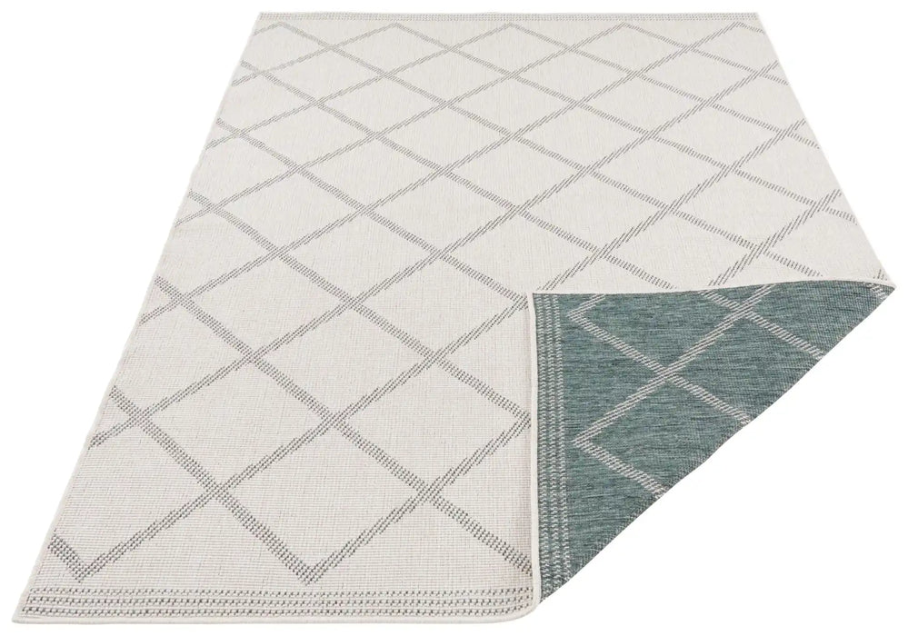 NorthRugs twin supreme corsica green cream Green, Cream Living Room Striped Rug.