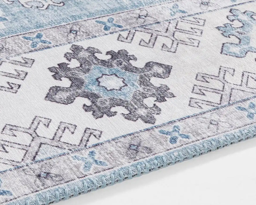 Nouristan asmar gratia brilliant blue Blue Living Room Moroccan Rug.