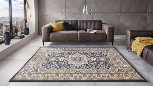 Nouristan mirkan tabriz dark grey Grey Living Room Moroccan Rug.
