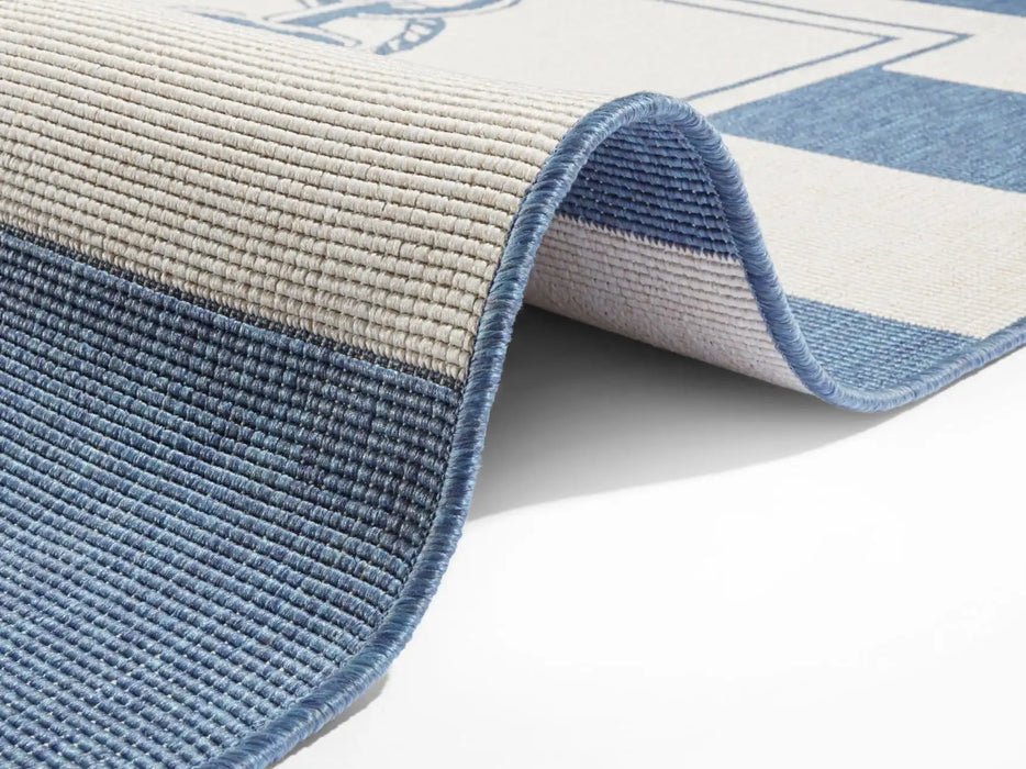 NorthRugs twin supreme gandara blue cream Blue, Cream Living Room Striped Rug.