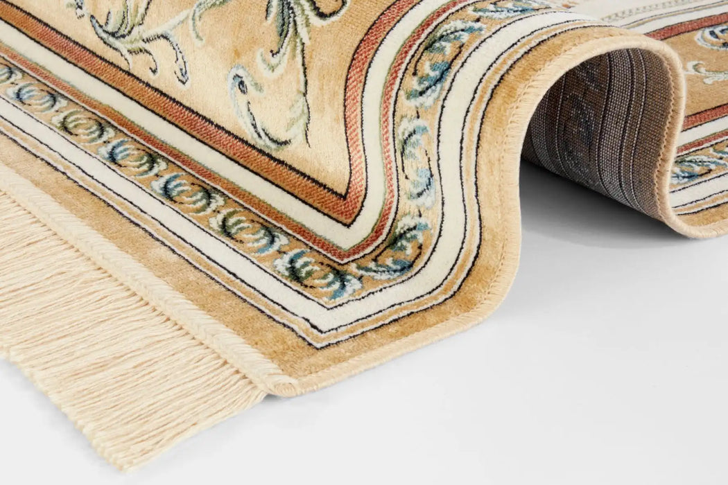 Nouristan naveh antik flowers cream cord Beige, Multicoloured, Cream Living Room Moroccan Rug.
