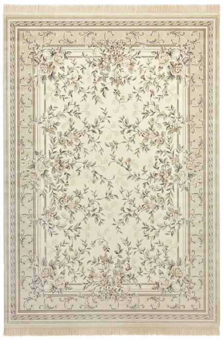 Nouristan naveh antik flowers cream beige Beige, Multicoloured, Cream Living Room Moroccan Rug.