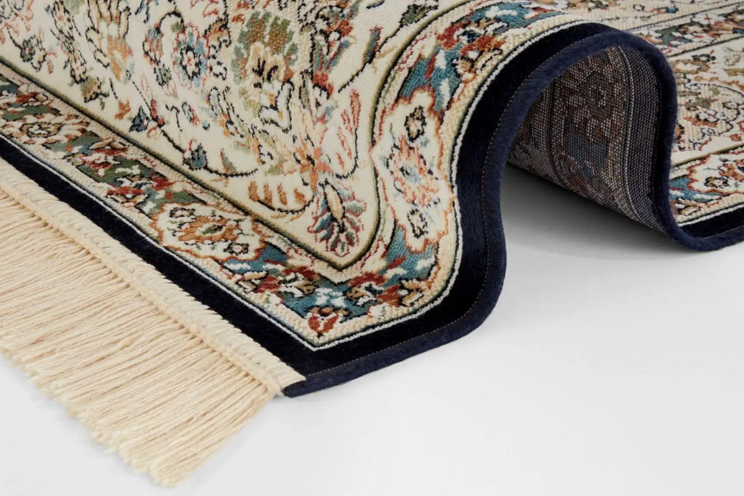 Nouristan naveh antik nain dark blue cream Multicoloured Living Room Moroccan Rug.