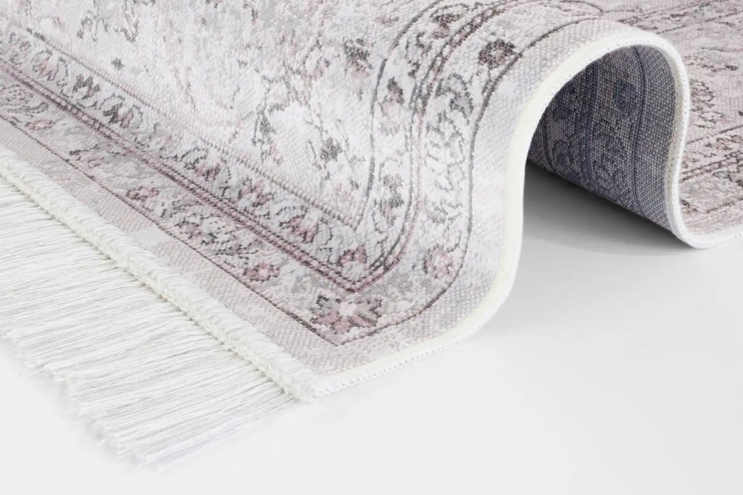 Nouristan naveh medallion pastel rose Grey, Pink Living Room Moroccan Rug.