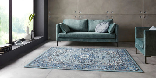 Nouristan mirkan isfahan sky blue Blue Living Room Moroccan Rug.