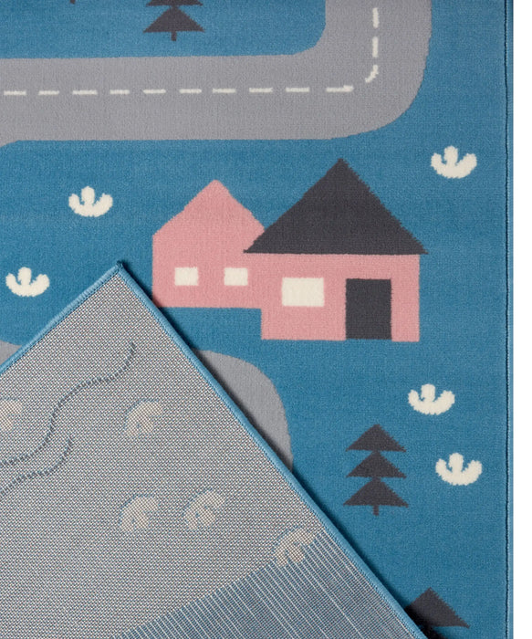 Hanse Home adventures hanse home street sky blue Blue Living Room  Rug.
