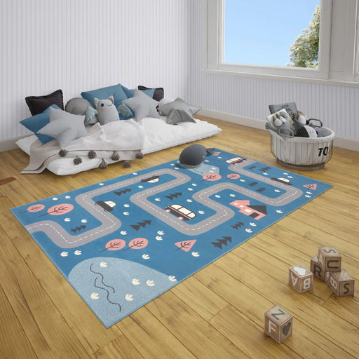 Hanse Home adventures hanse home street sky blue Blue Living Room  Rug.